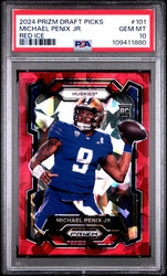 Graded 2024 Panini Prizm Draft Picks Michael Penix Jr #101 Red Ice Rookie RC Football Card PSA 10 Gem Mint (ONLINE ORDER ONLY)