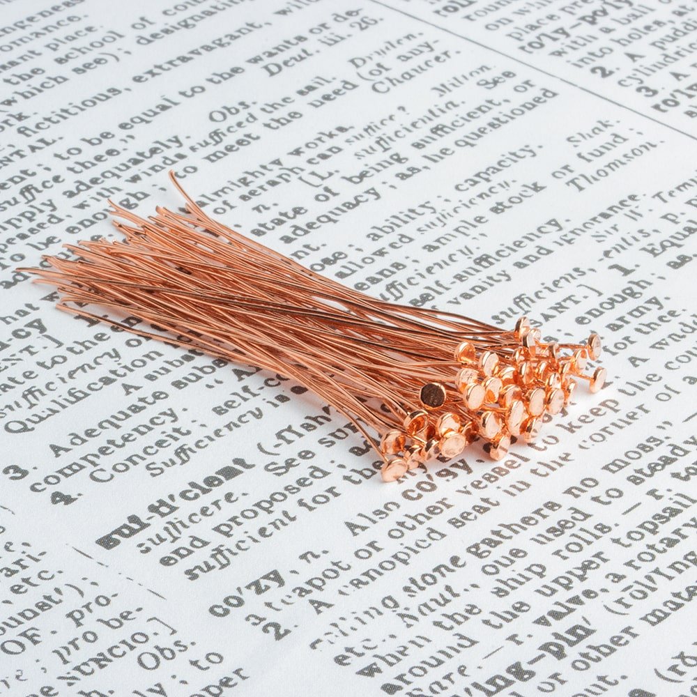 2 inch length Copper Headpin with flat circular head, 28 Gauge 22 pcs per bag (ONLINE ORDER ONLY)
