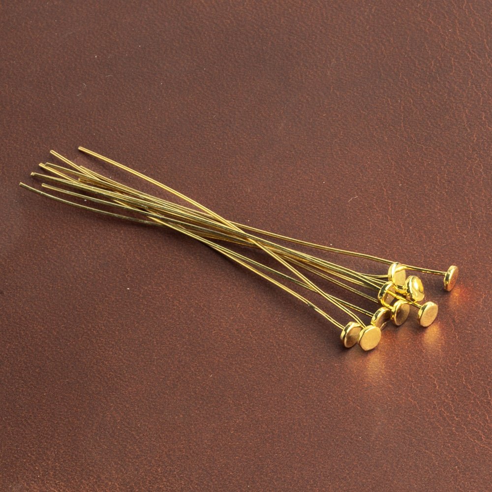 2" length Vermeil Disc Headpin, 26 Gauge Wire, 10 pieces per Bag (ONLINE ORDER ONLY)