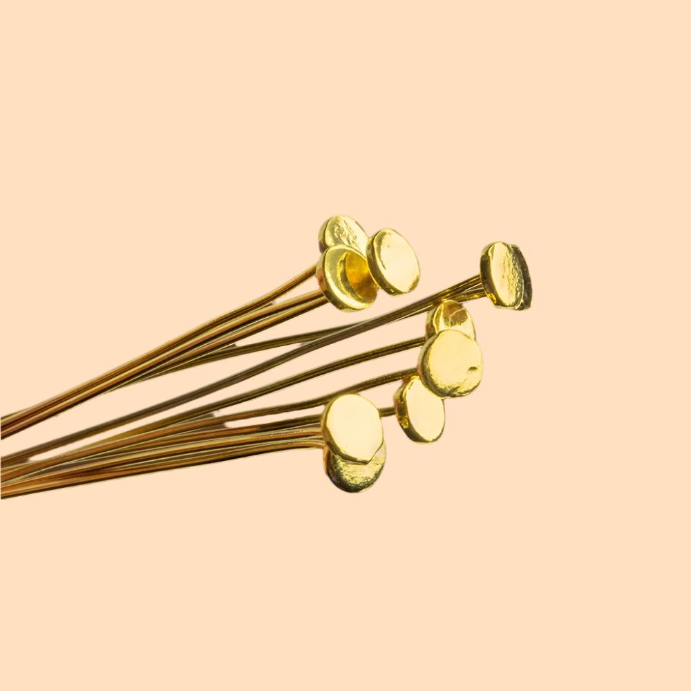 2" length Vermeil Disc Headpin, 26 Gauge Wire, 10 pieces per Bag (ONLINE ORDER ONLY)