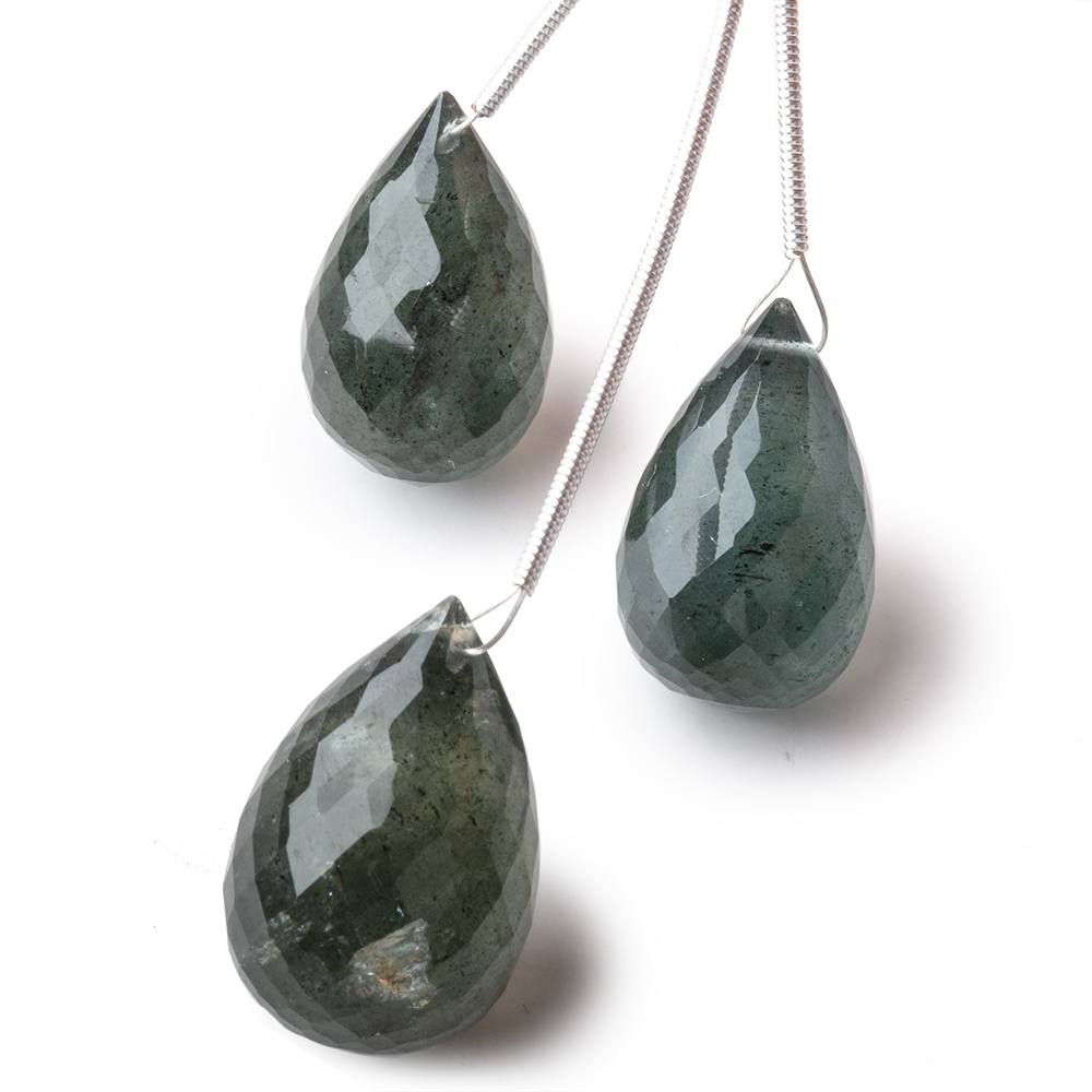 20-23mm Moss Aquamarine Faceted Tear Drop Set of 3 Focal Beads (ONLINE ORDER ONLY)