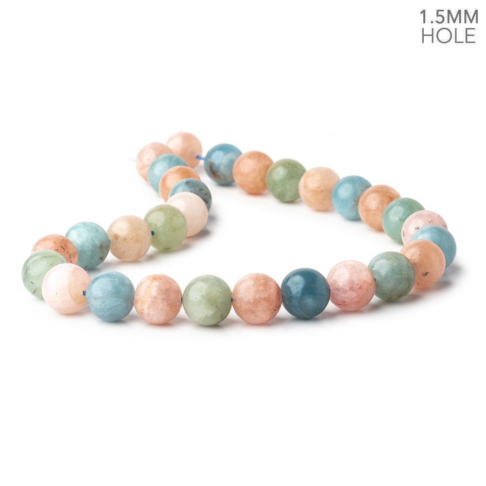14mm Matte Multi Beryl plain round beads 16 inch 29 large hole beads A (ONLINE ORDER ONLY)