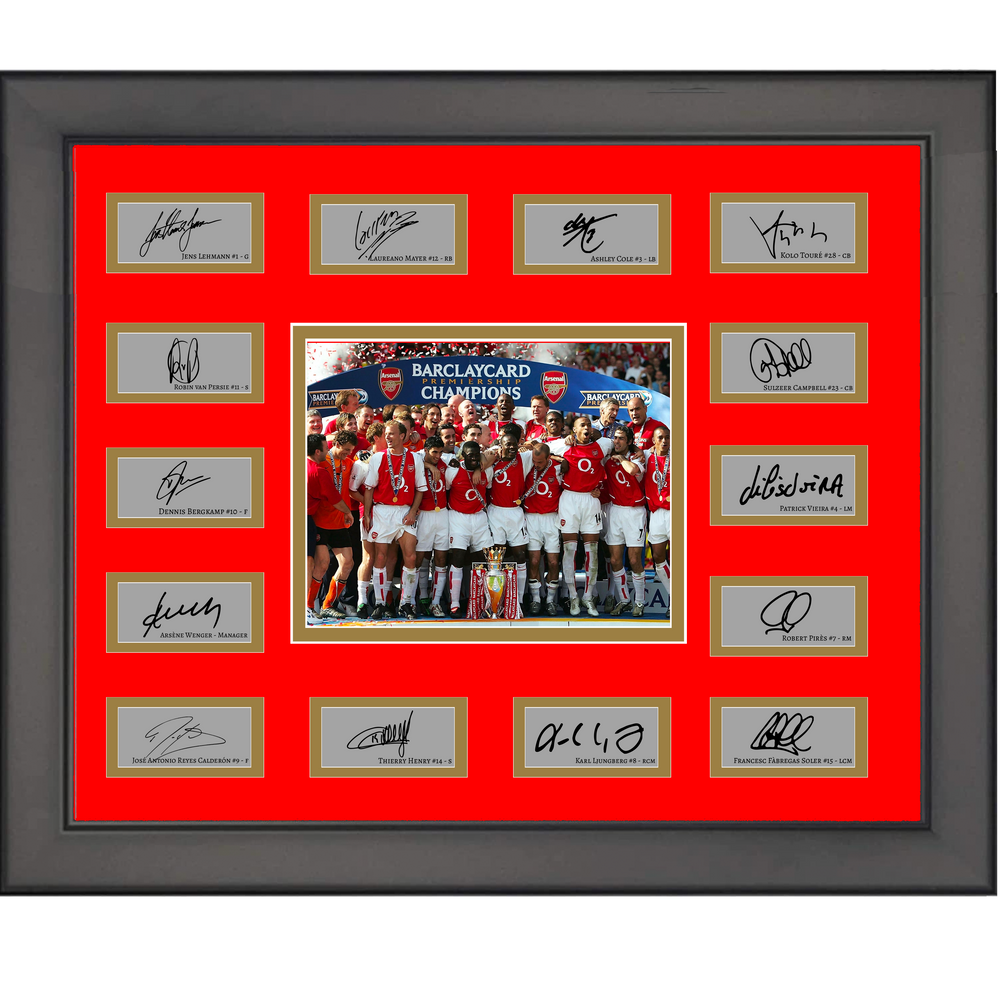 Framed 2004 Arsenal Invincibles Premier League Champions Team Facsimile Laser Engraved Signature Auto Collage 20x25 Soccer Futbol Photo (ONLINE ORDER ONLY)