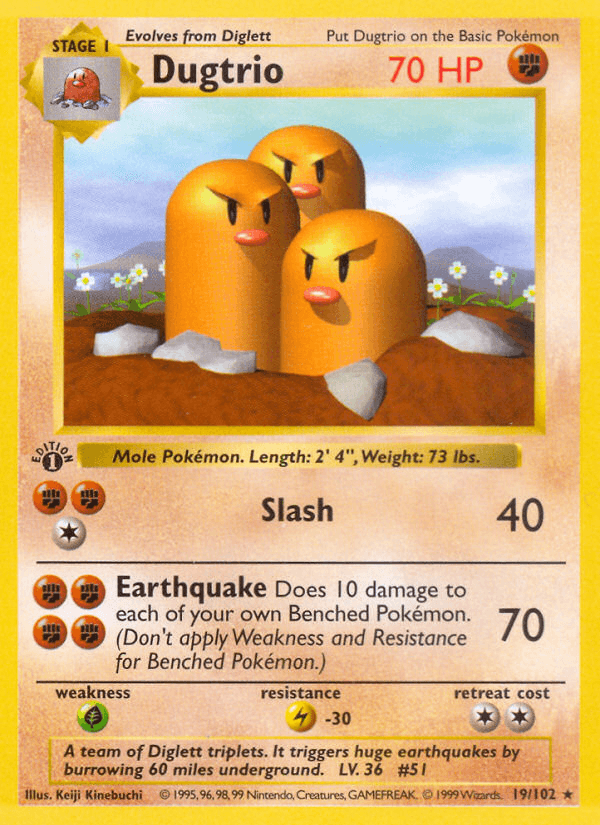 Dugtrio (19/102) (Shadowless) [Base Set 1st Edition] (Online Only)