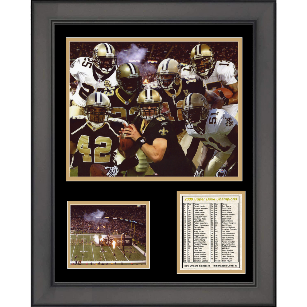 Framed New Orleans Saints Super Bowl XLIV Champions Football 11"x14" Three Photo Collage (ONLINE ORDER ONLY)