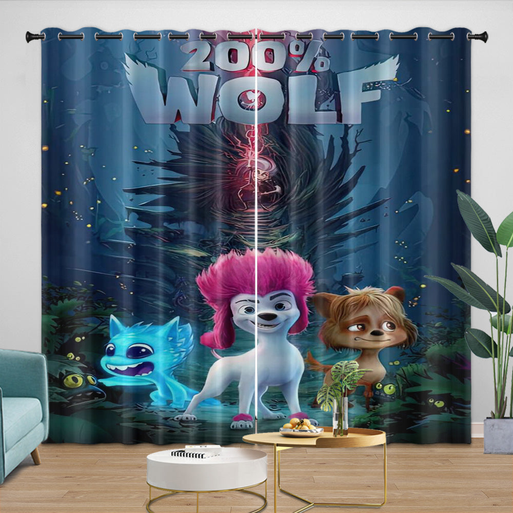200% Wolf Curtains Blackout Window Drapes Room Decoration (Online Order Only)