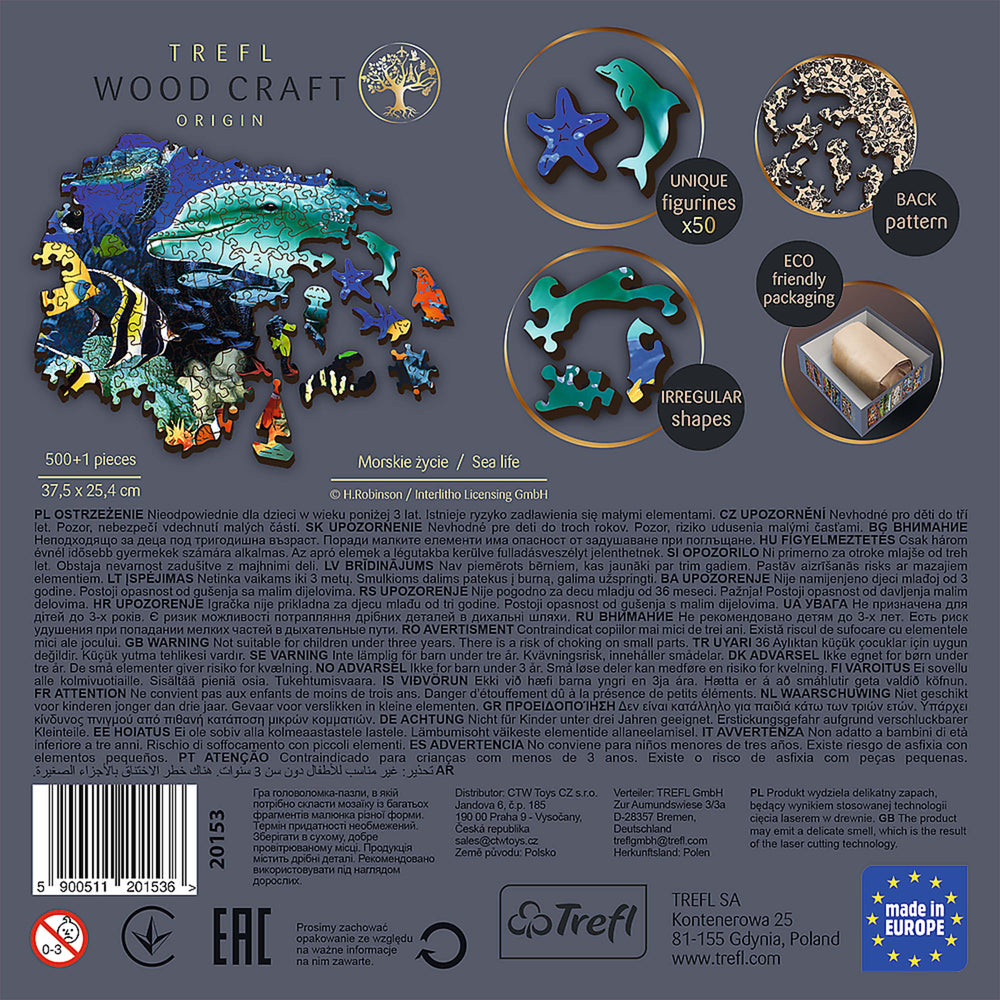 Trefl Wood Craft 501 Piece Wooden Puzzle - Sea Life (ONLINE ORDER ONLY)