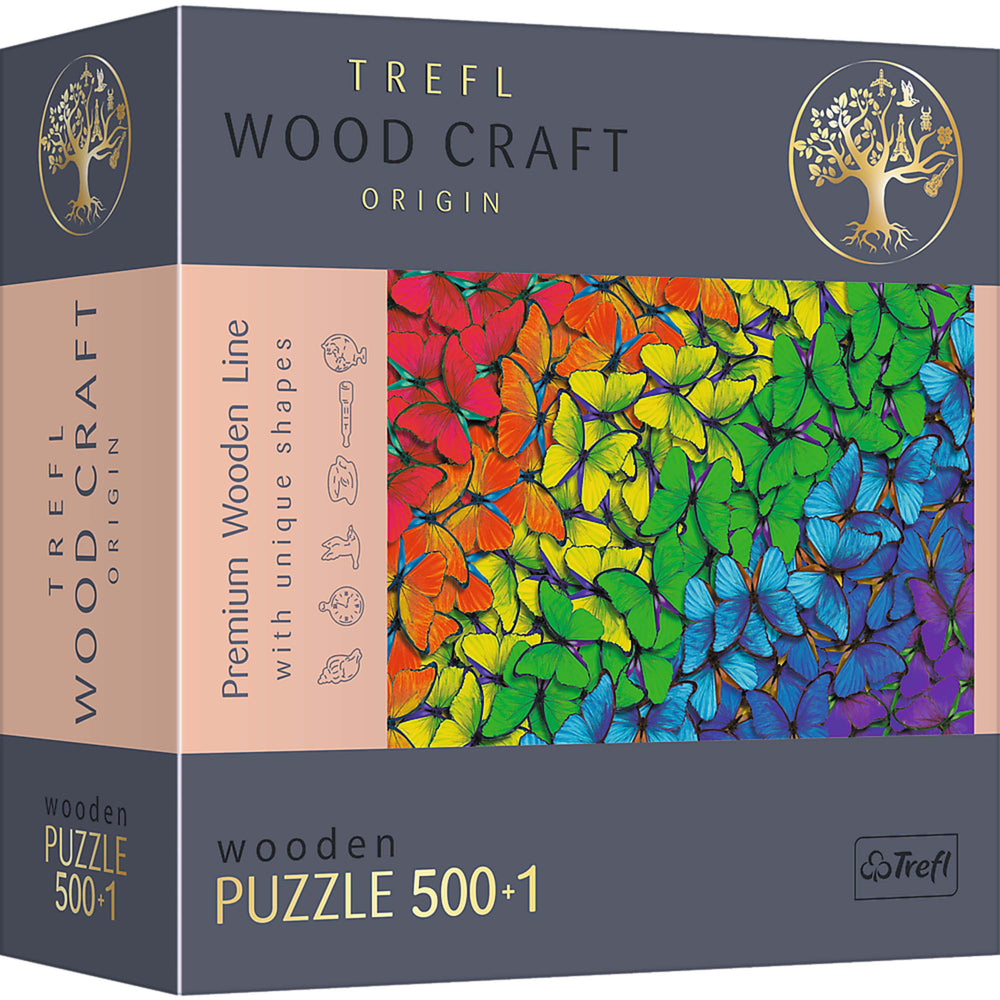 Trefl Wood Craft 501 Piece Wooden Puzzle - Rainbow Butterflies (ONLINE ORDER ONLY)