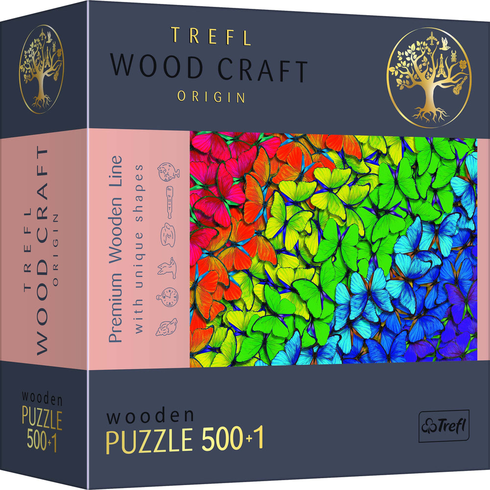 Trefl Wood Craft 501 Piece Wooden Puzzle - Rainbow Butterflies (ONLINE ORDER ONLY)