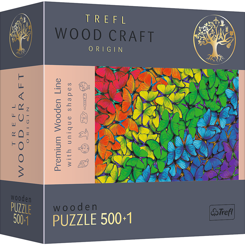 Trefl Wood Craft 501 Piece Wooden Puzzle - Rainbow Butterflies (ONLINE ORDER ONLY)