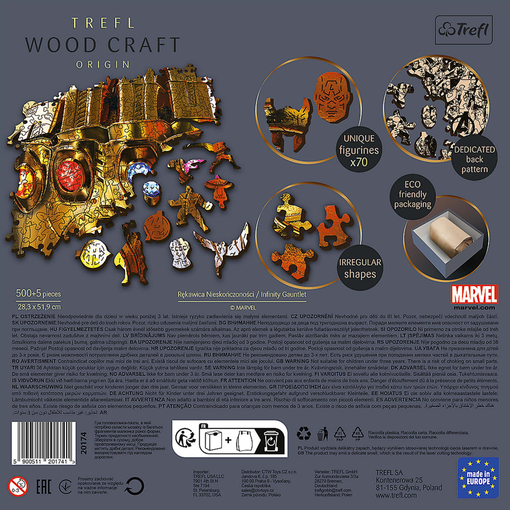 Trefl Wood Craft 500 + 5 Piece Wooden Puzzle - Marvel - Infinity Gauntlet (ONLINE ORDER ONLY)