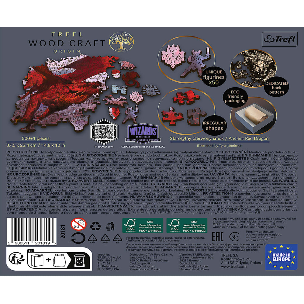 Trefl Wood Craft 501 Piece Wooden Puzzle - Dungeons & Dragons - Ancient Red Dragon (ONLINE ORDER ONLY)