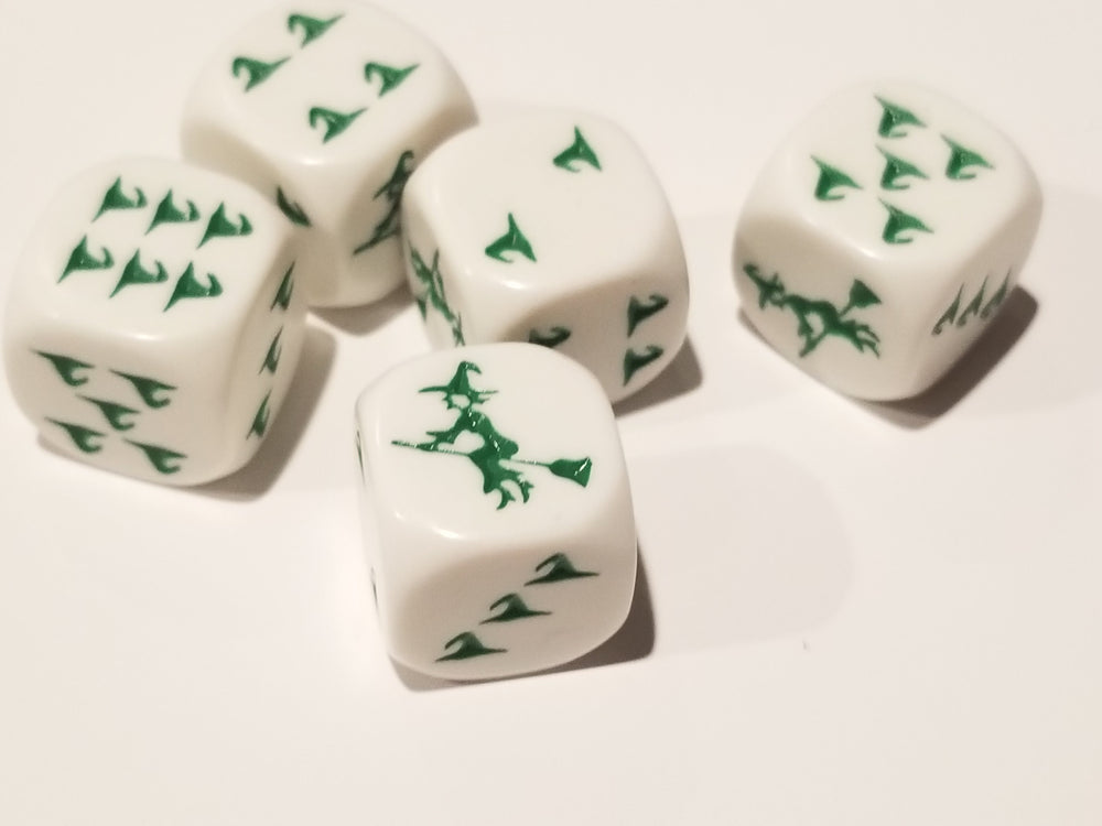 Green Witch Hats Dice Custom 16mm (Online Only)