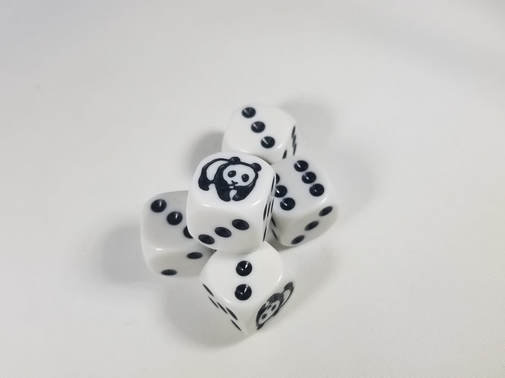 Panda Dice Six Sided D6 16mm White with Black Pips (Online Only)