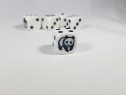 Panda Dice Six Sided D6 16mm White with Black Pips (Online Only)