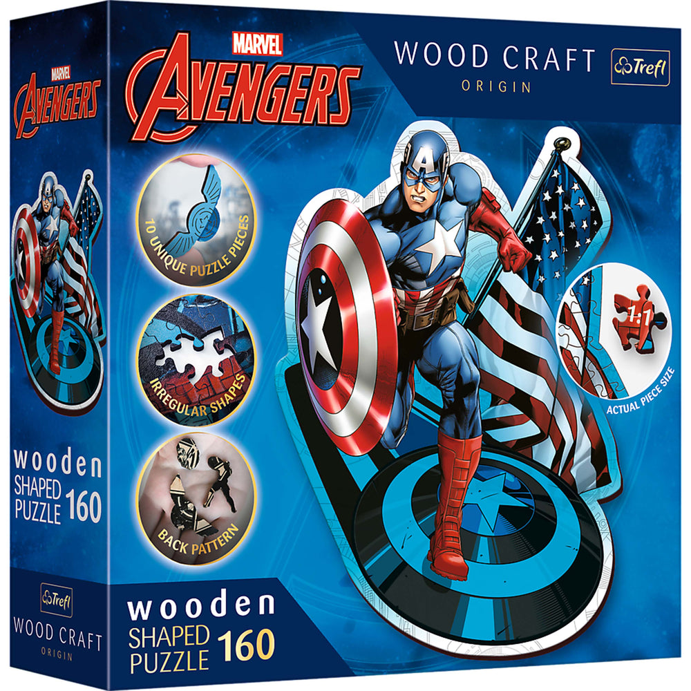 Trefl Wood Craft 160 Piece Wooden Puzzle - Marvel - Fearless Captain America (ONLINE ORDER ONLY)