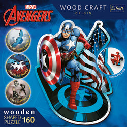 Trefl Wood Craft 160 Piece Wooden Puzzle - Marvel - Fearless Captain America (ONLINE ORDER ONLY)