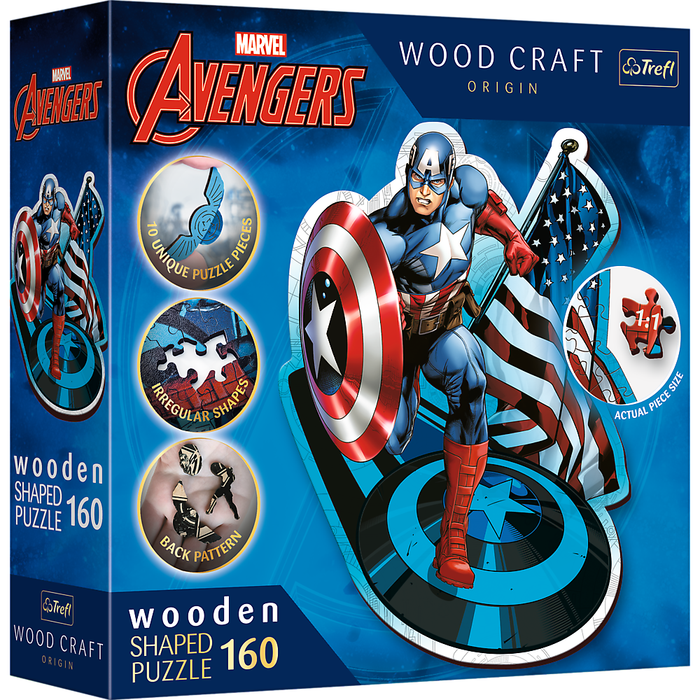 Trefl Wood Craft 160 Piece Wooden Puzzle - Marvel - Fearless Captain America (ONLINE ORDER ONLY)