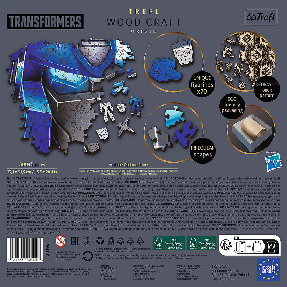 Trefl Wood Craft 500 +5 Piece Wooden Puzzle - Transformers (ONLINE ORDER ONLY)