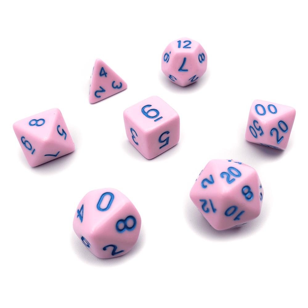 Cotton Candy - 7 Piece DnD Dice Set | Acrylic RPG Gaming Dice (ONLINE ORDER ONLY)