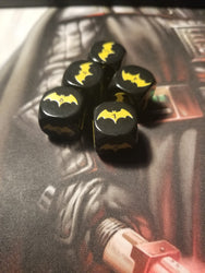 Yellow Bat Black Dice 6 Sided 16mm (Custom Printed) (Online Only)