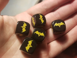 Yellow Bat Black Dice 6 Sided 16mm (Custom Printed) (Online Only)