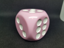Pink 50mm d6 with White Pips Jumbo Pipped Dice (Online Only)
