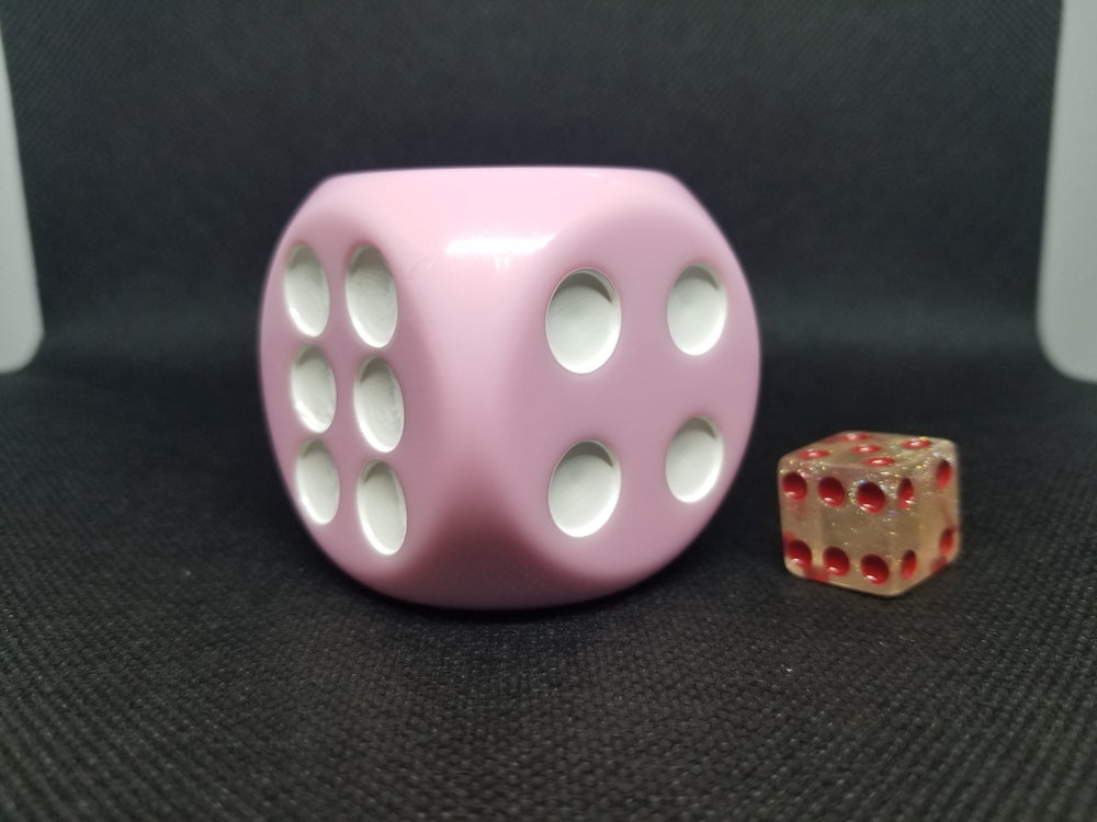 Pink 50mm d6 with White Pips Jumbo Pipped Dice (Online Only)