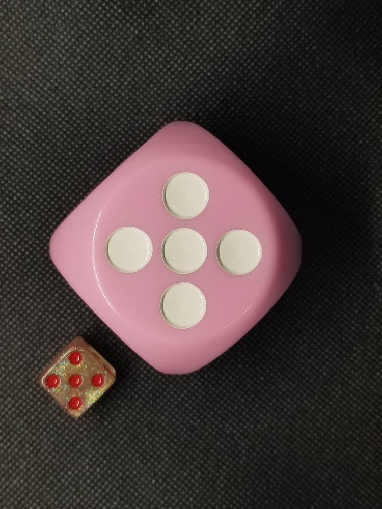 Pink 50mm d6 with White Pips Jumbo Pipped Dice (Online Only)