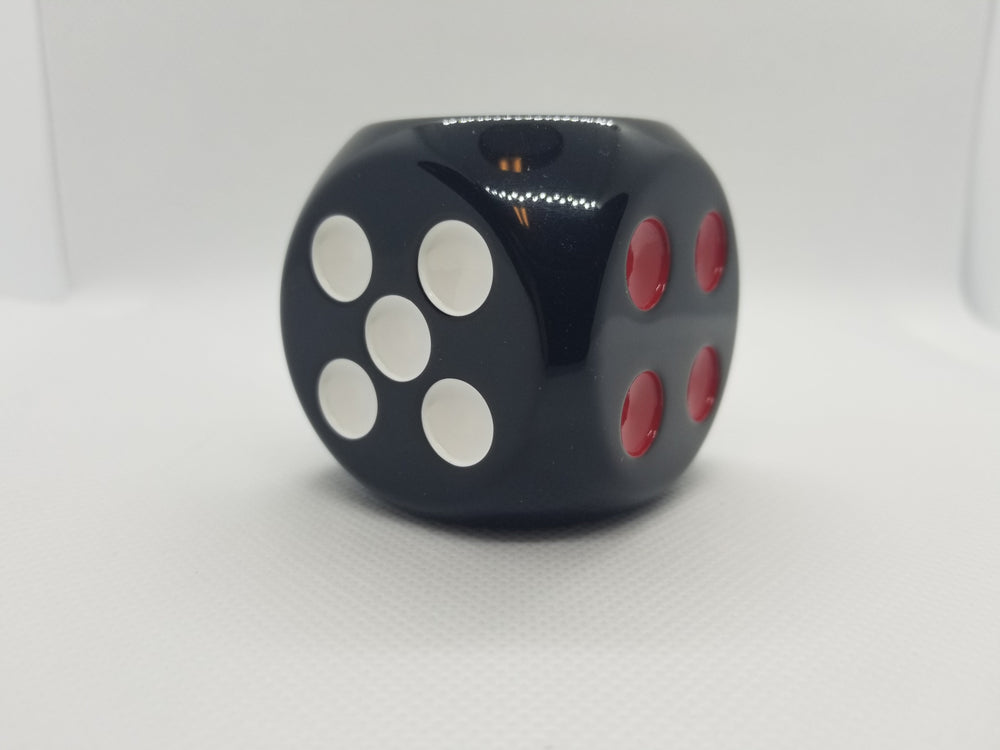 Opaque Black 50mm d6 with White Pips Jumbo Pipped Dice (Online Only)