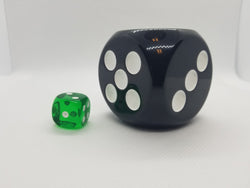 Opaque Black 50mm d6 with White Pips Jumbo Pipped Dice (Online Only)