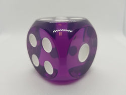 Clear Purple 50mm d6 with White Pips Jumbo Pipped Dice (Online Only)