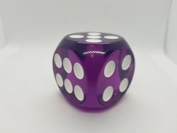 Clear Purple 50mm d6 with White Pips Jumbo Pipped Dice (Online Only)