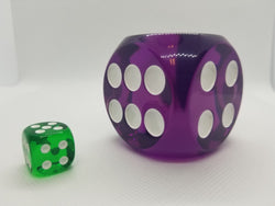 Clear Purple 50mm d6 with White Pips Jumbo Pipped Dice (Online Only)