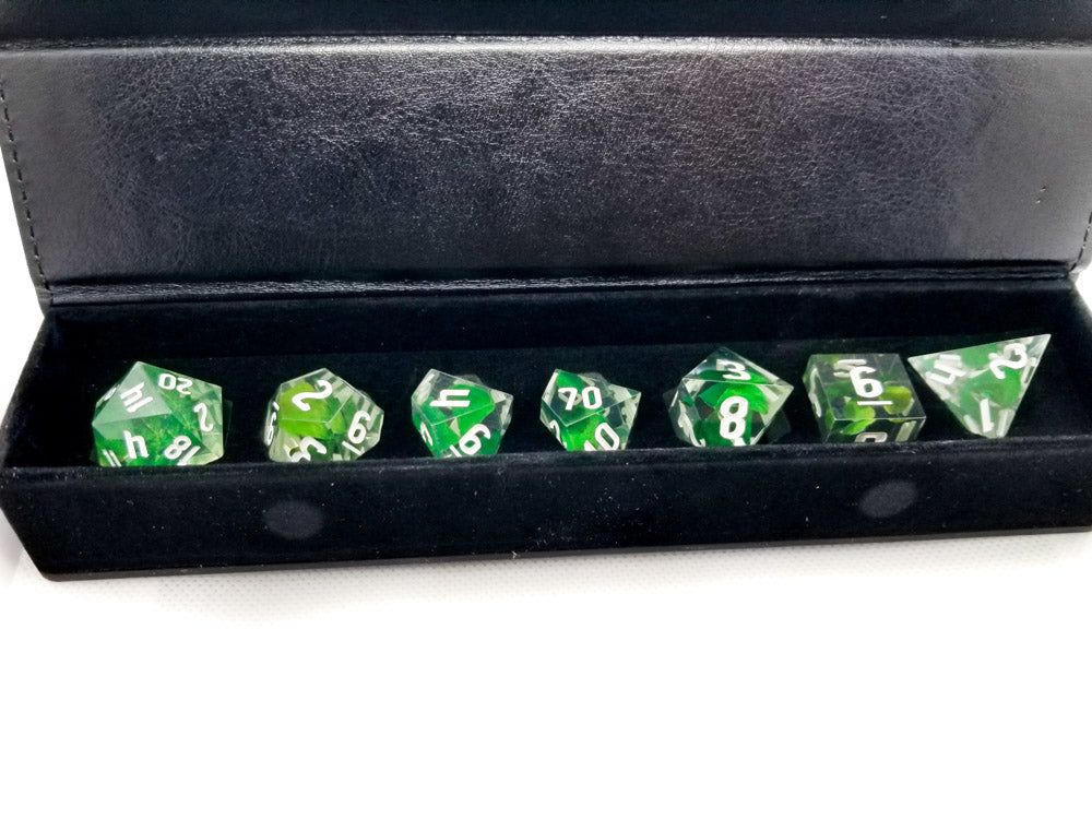 Real Four Leaf Clover 7-Dice Set Sharp Resin RPG DND (Online Only)