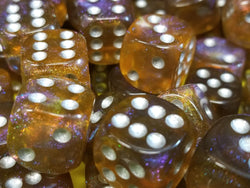 Grey & Orange 16mm Glitter Pipped Dice (Online Only)