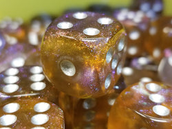 Grey & Orange 16mm Glitter Pipped Dice (Online Only)