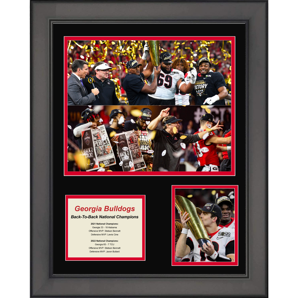 Framed Georgia Bulldogs Back-To-Back National Championship College Football 11"x14" Three Photo Collage (ONLINE ORDER ONLY)