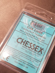 Chessex Translucent Teal w/ White Mini Polyhedral 7-die Set CHX 23065 OOP (Online Only)