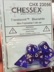 Chessex Translucent Blue w/ White Mini Polyhedral 7-die Set CHX 23056 OOP (Online Only)