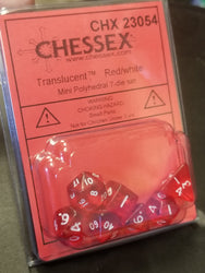 Chessex Translucent Red w/ White Mini Polyhedral 7-die Set CHX 23054 OOP (Online Only)