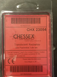 Chessex Translucent Red w/ White Mini Polyhedral 7-die Set CHX 23054 OOP (Online Only)