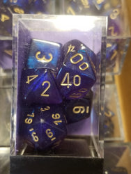 CHX 27467 7-Die Borealis Royal Purple w/ Gold Numbers Set 7-Dice Chessex (Online Only)