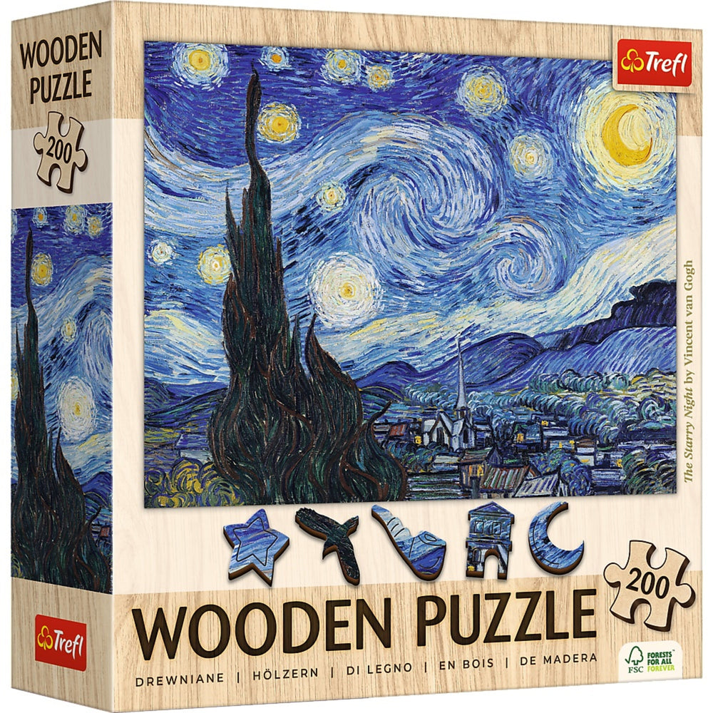 Trefl Wood Craft 200 Piece Wooden Puzzle - The Starry Night - Vincent van Gogh (ONLINE ORDER ONLY)