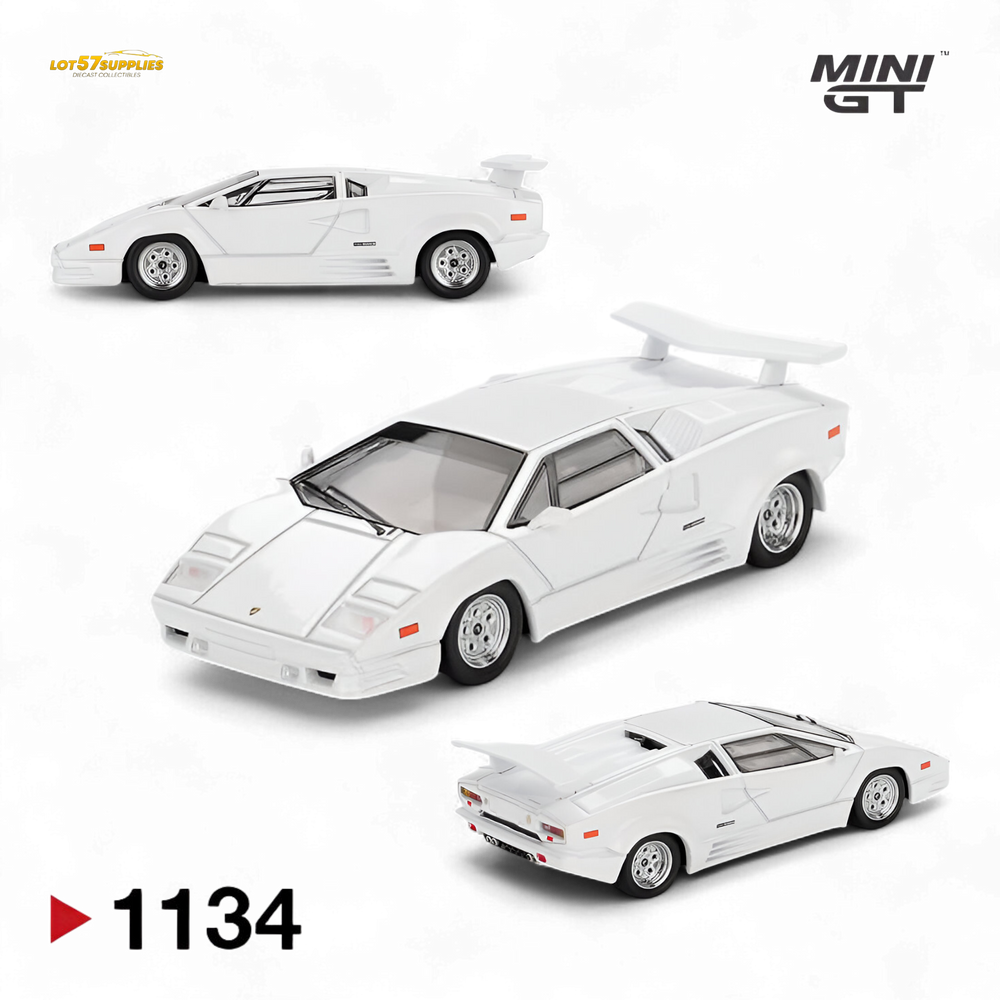 (Pre-Order) Mini-GT Lamborghini Countach 25th Anniversary - White 1:64 #1134 (ONLINE ORDER ONLY)