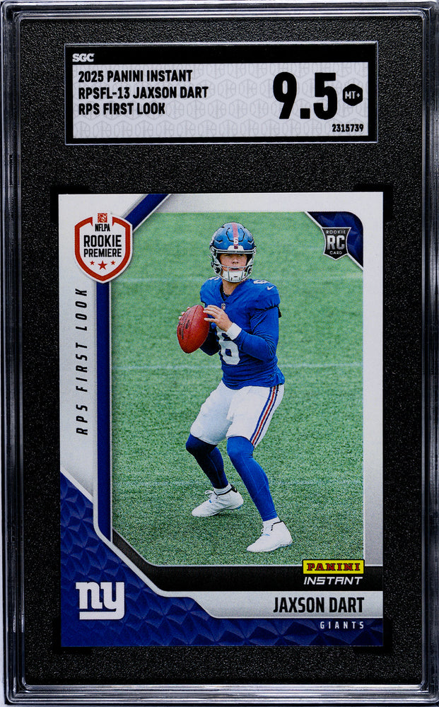 Graded 2025 Panini Instant Jaxson Dart #RPSFL13 RPS First Look Rookie RC Football Card SGC 9.5 Mint (ONLINE ORDER ONLY)