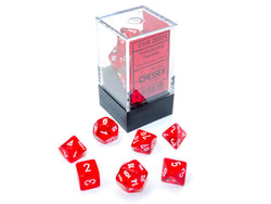 Translucent Mini-Polyhedral Red/white 7-Die Set (Mini Poly Release 1) (Online Only)