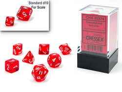 Translucent Mini-Polyhedral Red/white 7-Die Set (Mini Poly Release 1) (Online Only)