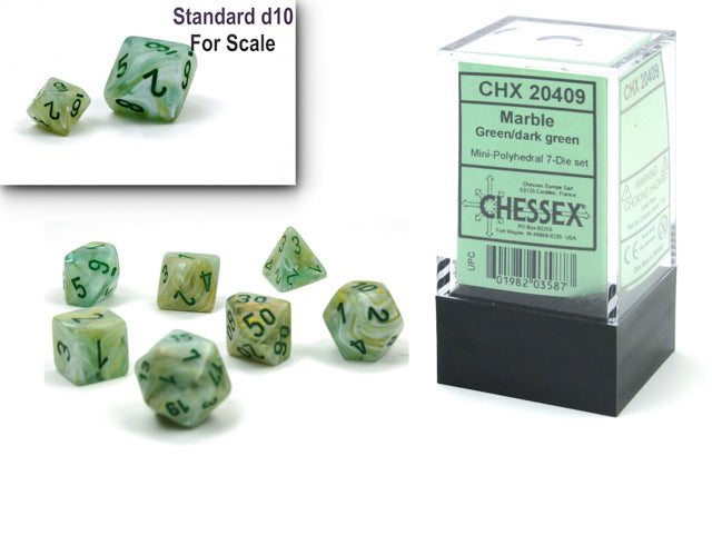 Marble Mini-Polyhedral Green/dark green 7-Die Set (Mini Poly Release 1) (Online Only)