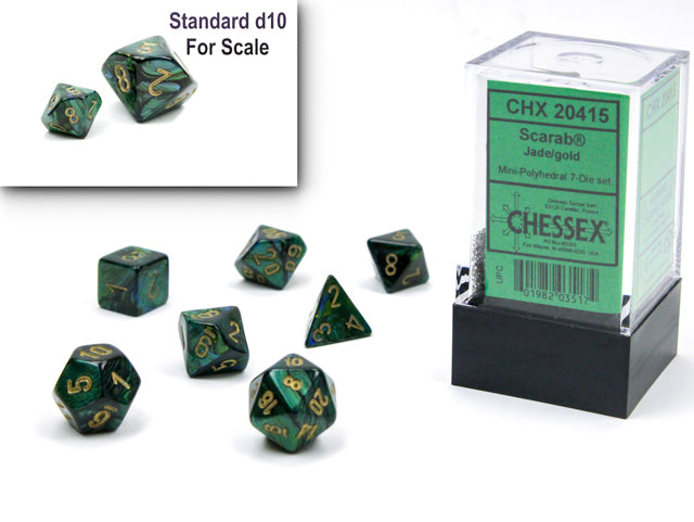 Scarab® Mini-Polyhedral Jade/gold 7-Die Set (Mini Poly Release 1) (Online Only)